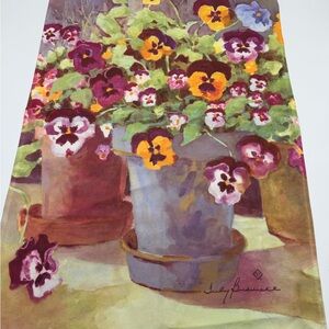 Toland Floral Fabric Wall Hanging Garden Flag Banner Pansy Artwork 36x24